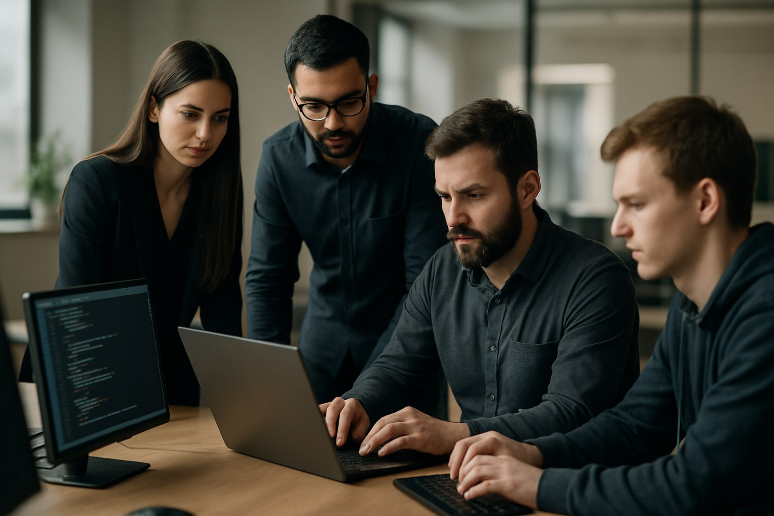Security professionals collaborating on a penetration test finding