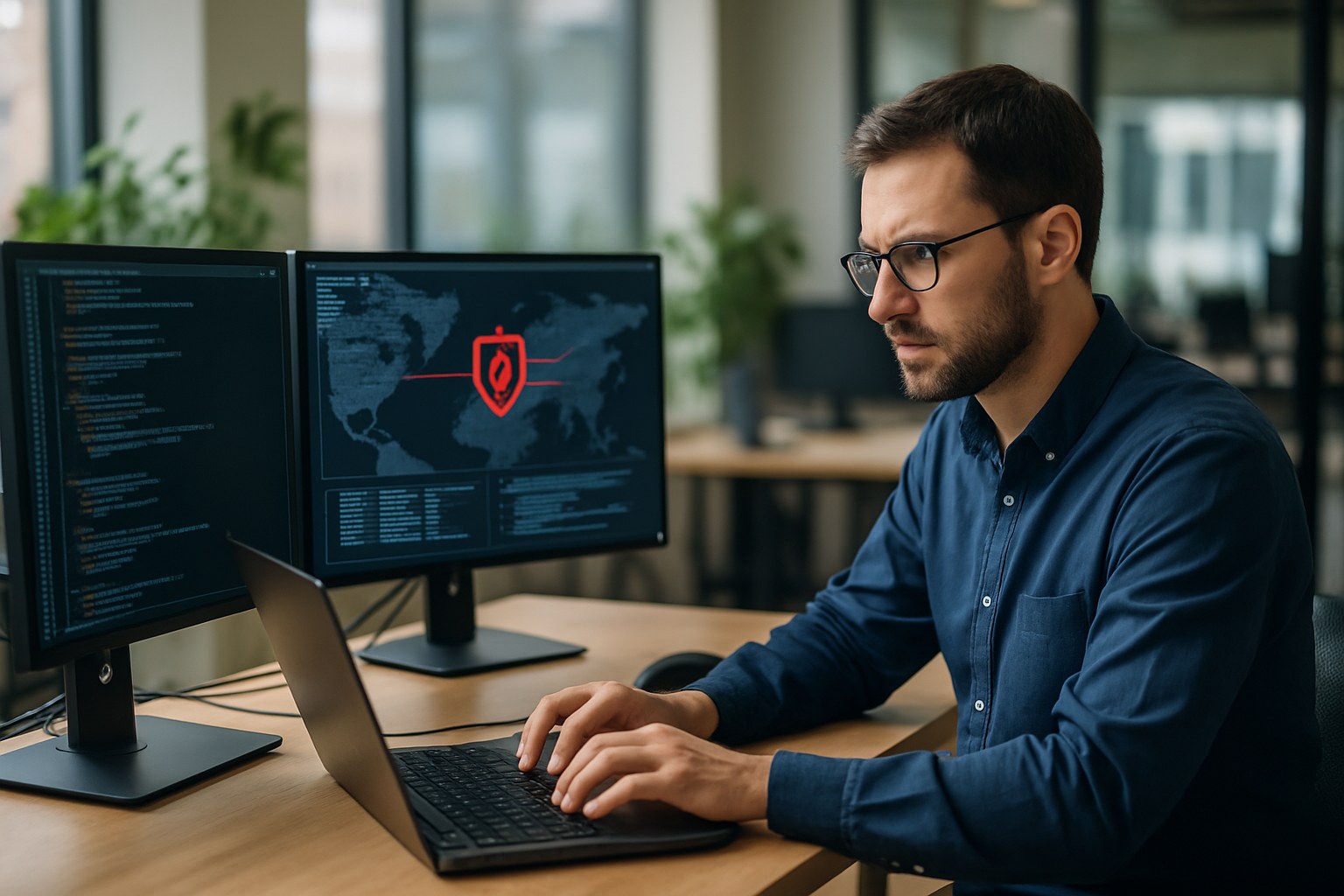 Security tester reviewing findings during a manual penetration test engagement